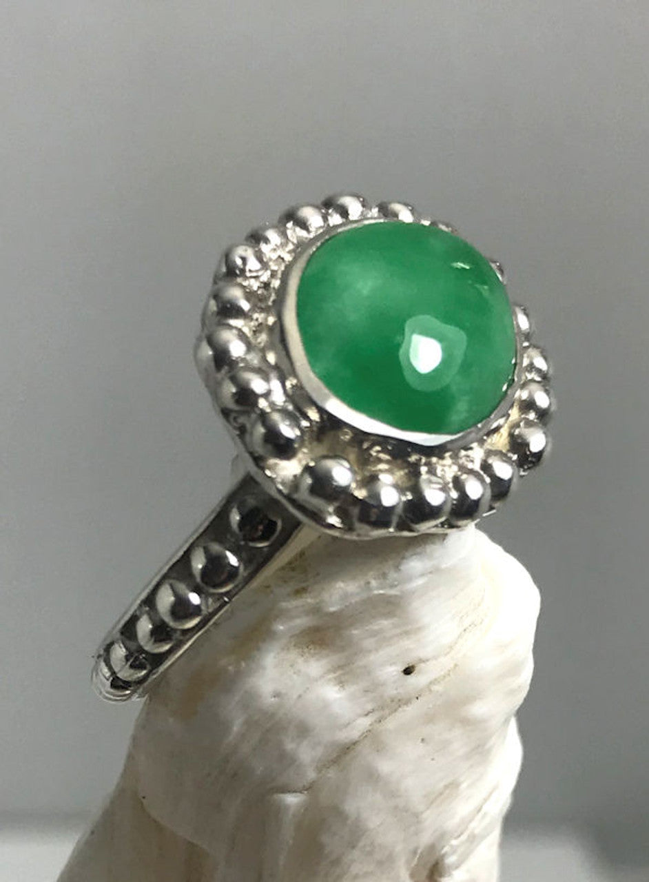 Jade Beaded Sterling Ring