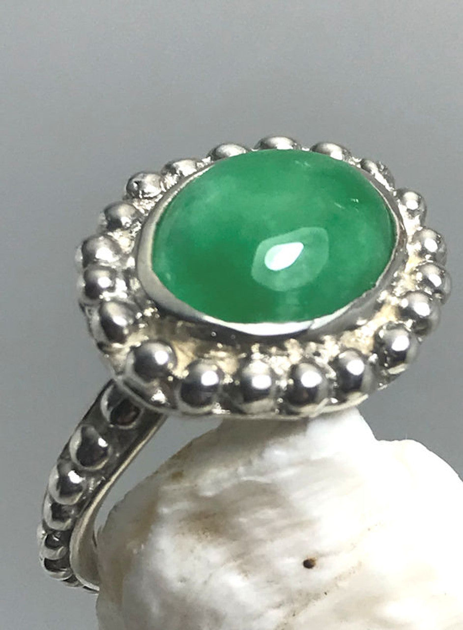 Jade Beaded Sterling Ring