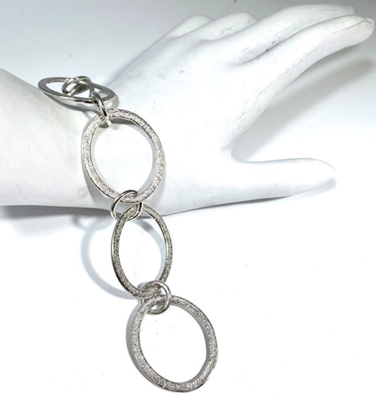 Large Oval Texture Silver Bracelet
