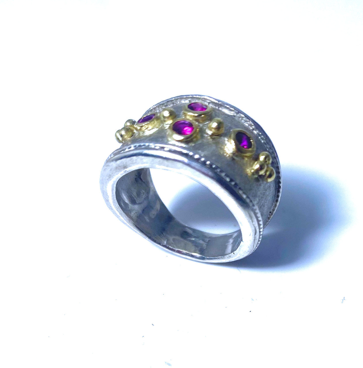 Pomegranate Sapphire Two Tone Ring