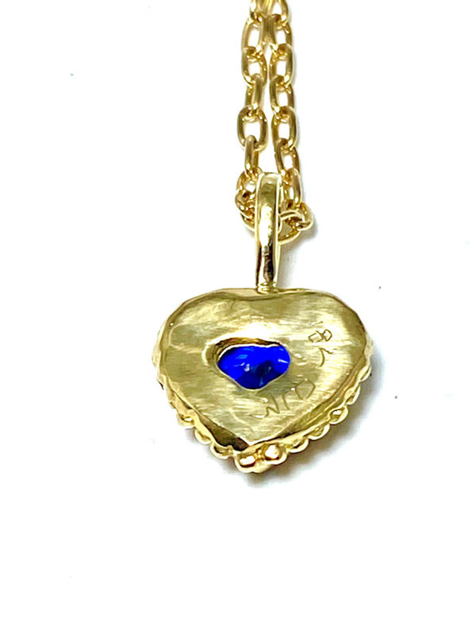 Sapphire Heart Gold Pendant