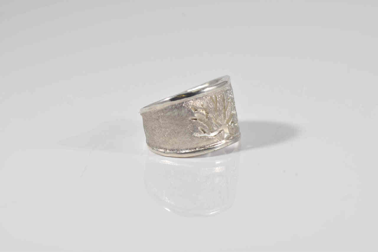 Tree of Life Brushed Sterling Ring