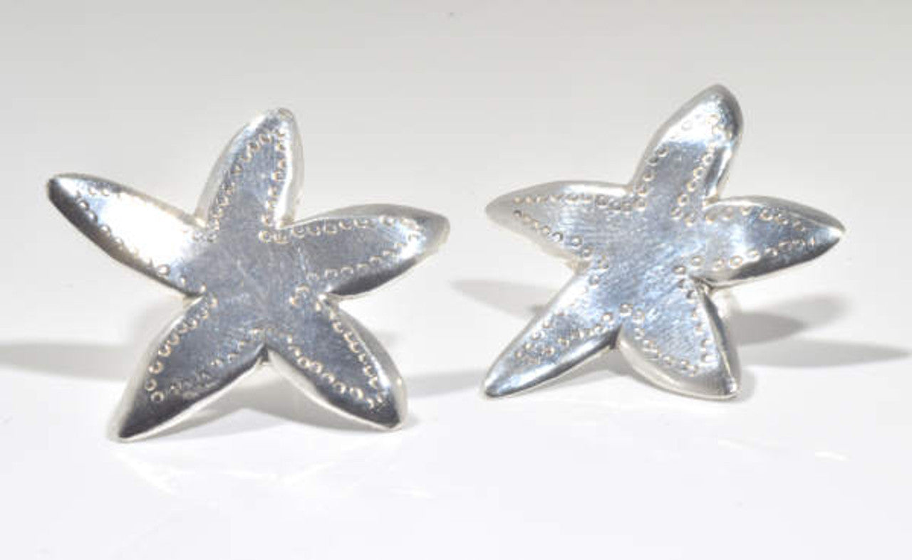 Polished Silver Large Starfish Earrings