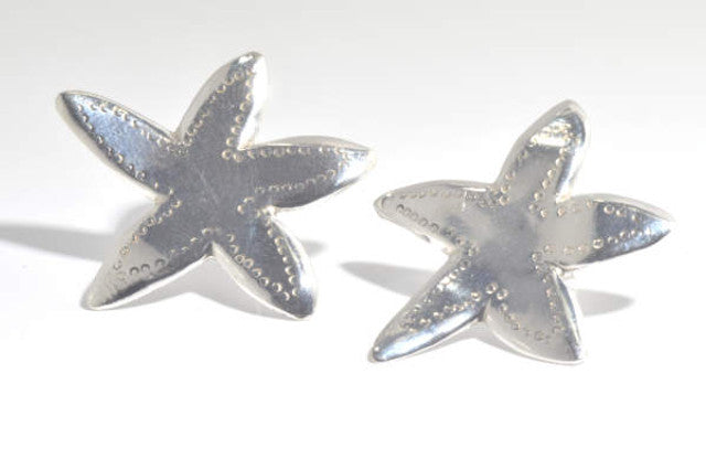 Polished Silver Large Starfish Earrings