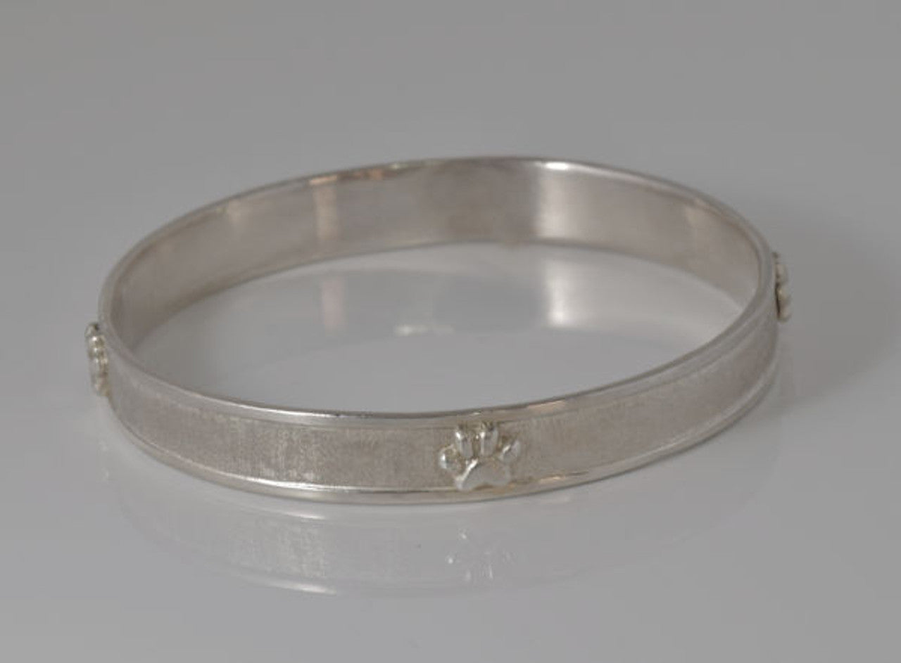Paw Bangle in Sterling Silver