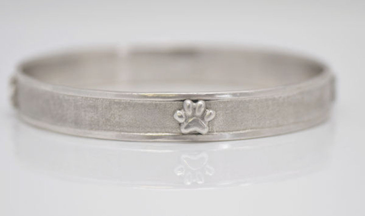 Paw Bangle in Sterling Silver