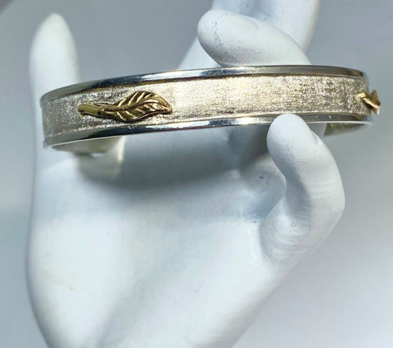 Leaf Bangle in Sterling Silver and Gold